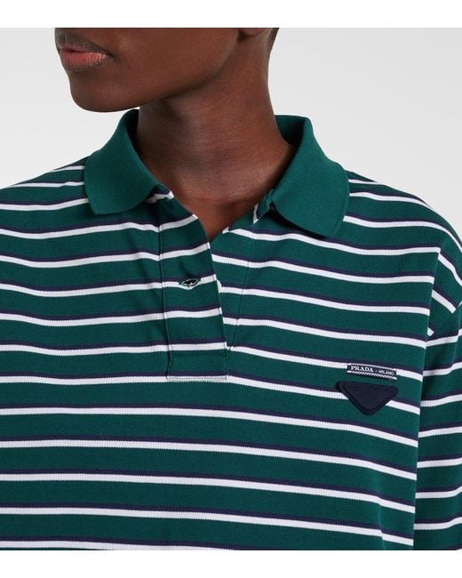 Prada Green Cropped-Polohemd Aus Baumwolle