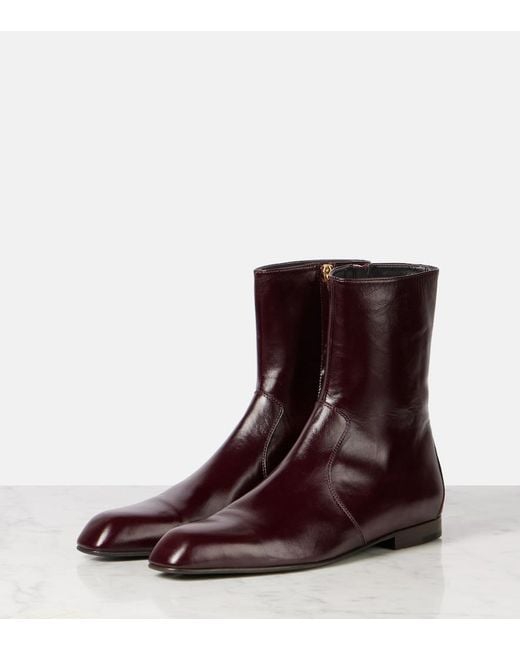 Khaite Brown Colt Leather Ankle Boots