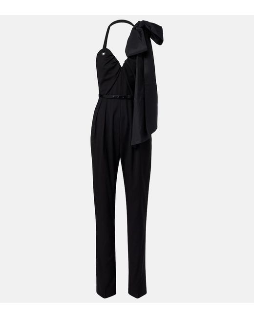 Max Mara Black Asymmetric Virgin Wool Jumpsuit