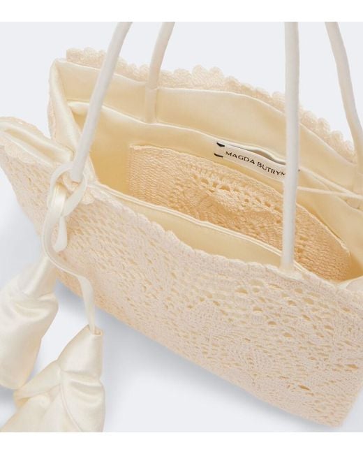 Magda Butrym White Julia Crochet Top-Handle Bag