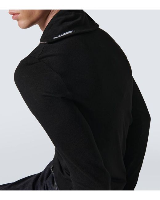 Pullover in jersey con zip di Jil Sander in Black da Uomo