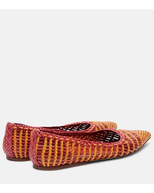Gabriela Hearst Red Aurora Woven Leather Ballet Flats