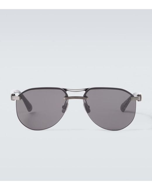Brunello Cucinelli Black Carlito B. Aviator Sunglasses for men