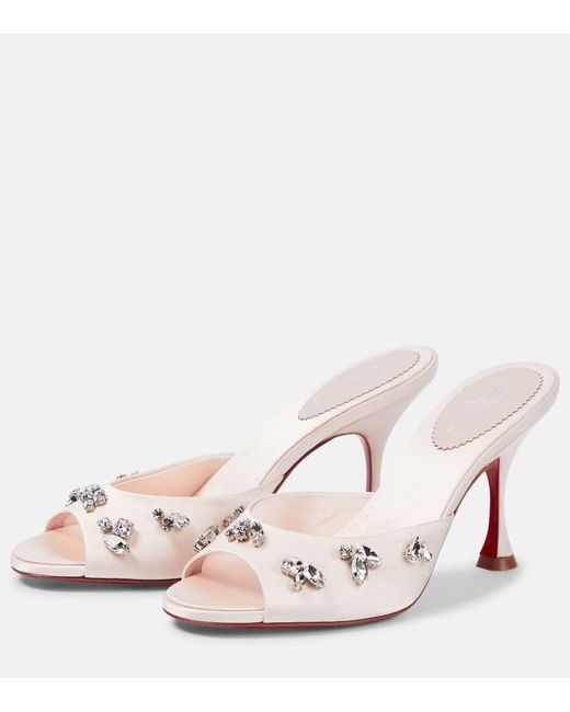 Christian Louboutin Pink Degraqueen 85 Embellished Crepe Mules