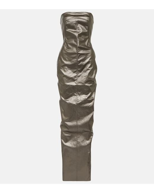 Rick Owens Gray Lido Corset Coated Denim Gown