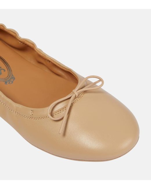 Tod's Brown Bubble Leather Ballet Flats