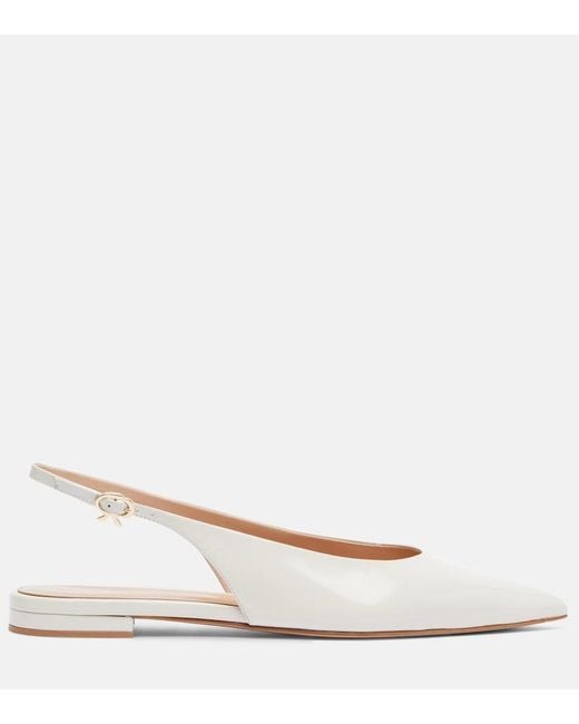 Gianvito Rossi White Robbie Patent Leather Slingback Flats