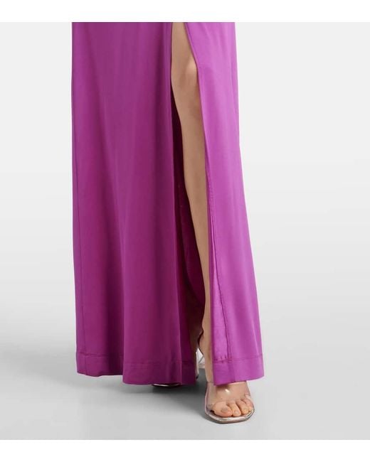 Rabanne Purple Cutout Crystal-Embellished Jersey Gown