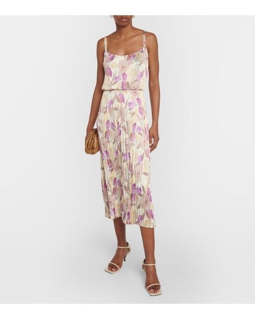 Vince Multicolor Floral Pleated Midi Dress