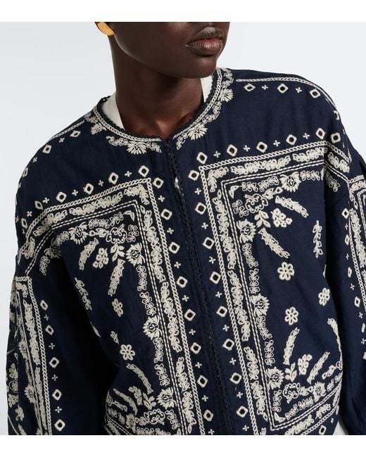 Veronica Beard Blue Drake Embroidered Cotton-Blend Jacket