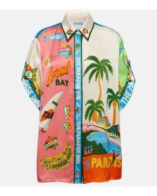 Camisa Paradiso De Seda Estampada ALÉMAIS de color Green