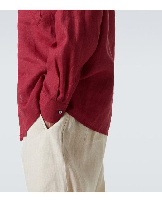 Saman Amel Red Linen Shirt for men