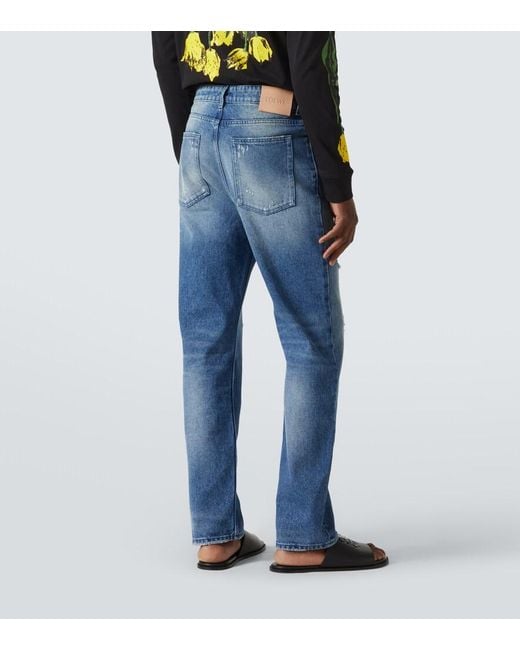 Loewe Blue Patchwork Straight Jeans for men