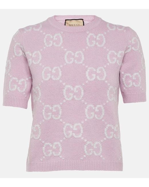 Top in lana GG di Gucci in Pink