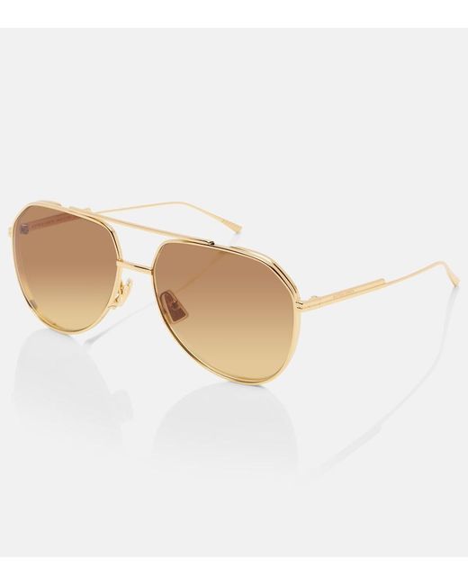 Bottega Veneta Brown Light Ribbon Aviator Sunglasses