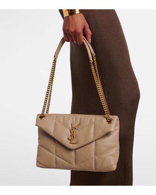 Saint Laurent Natural Puffer Small Leather Shoulder Bag