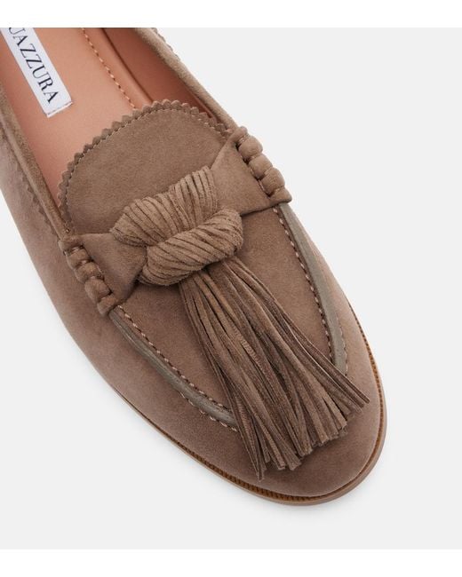 Aquazzura Brown Freddie Suede Loafers