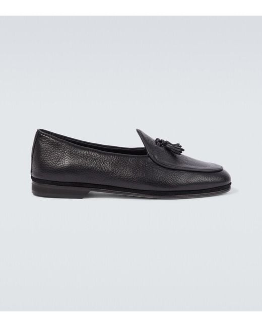 Rubinacci Black Marphy Leather Loafers for men