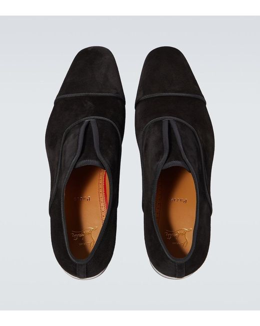 Christian Louboutin Black Alpha Velour Oxford Shoes for men