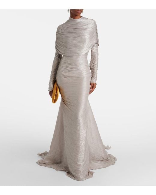 Marmar Halim Gray Ruched Gown