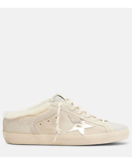 Golden Goose Deluxe Brand White Super-Star Shearling-Lined Suede Sneakers