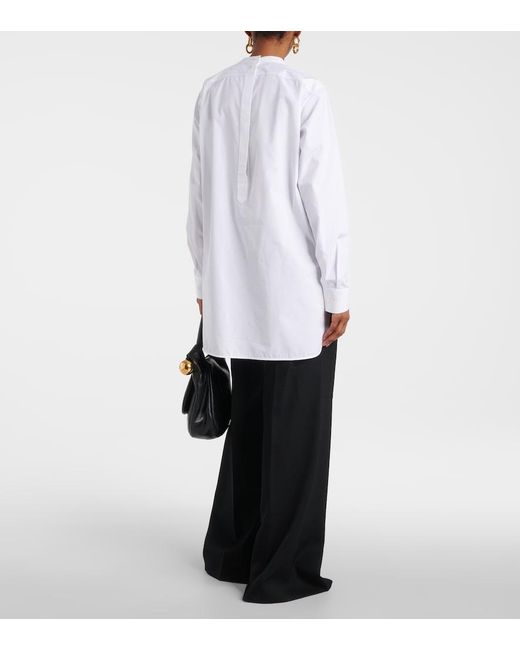 Jil Sander White Embroidered Cotton Poplin Blouse