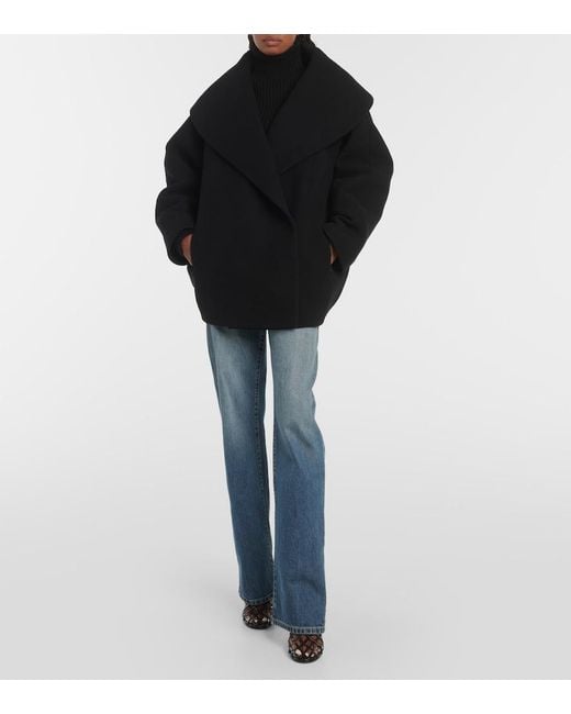 Alaïa Black Cocoon Wrap Virgin Wool Coat