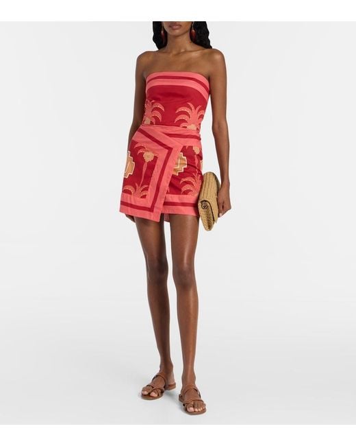 Johanna Ortiz Red Raiz Printed Cotton Minidress