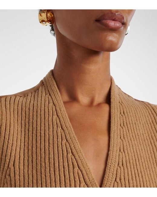 Max Mara Brown Madre Paneled Wool-Blend And Satin Vest