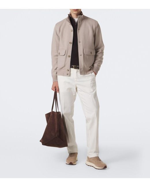 Fedeli Natural Suede-Trimmed Sneakers for men