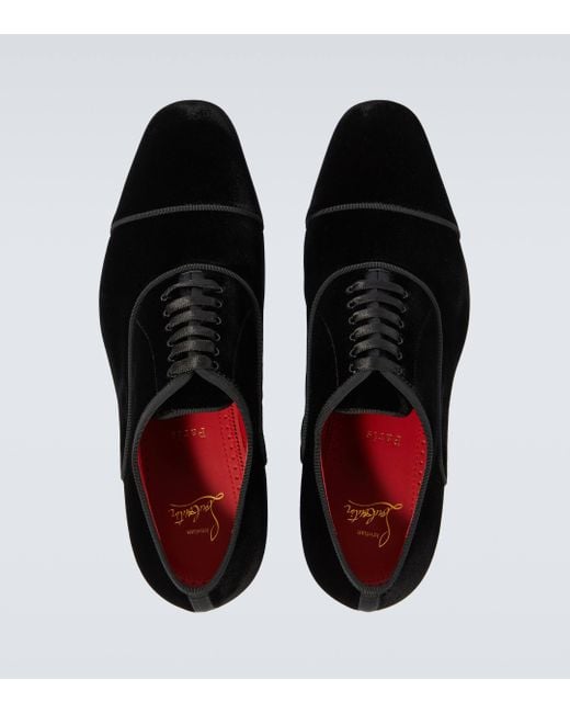 Christian Louboutin Black Greggyrocks Velvet Oxford Shoes for men