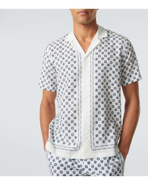 Orlebar Brown White Maitan Printed Bowling Shirt for men