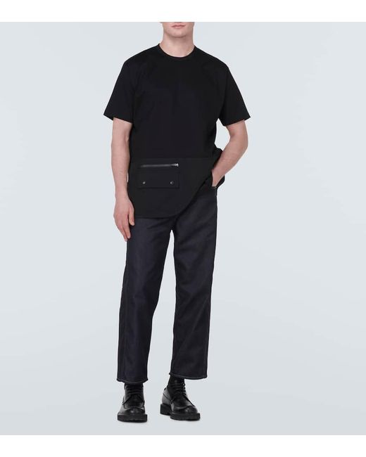 Junya Watanabe Black Paneled Cotton Jersey T-shirt for men