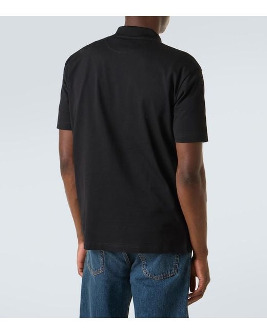 Prada Black Re-Nylon-Trimmed Cotton Pique Polo Shirt for men