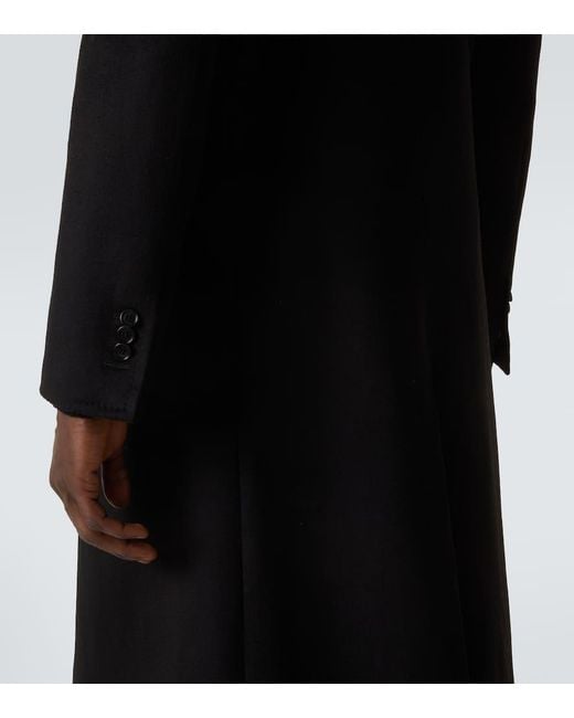 Saman Amel Black Wool And Cashmere Overcoat for men