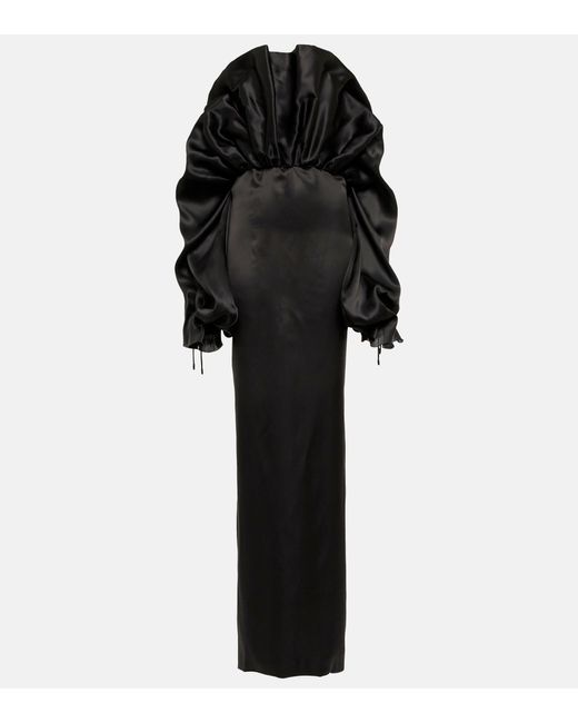 Tom Ford Off-shoulder Silk Satin Gown in Black | Lyst