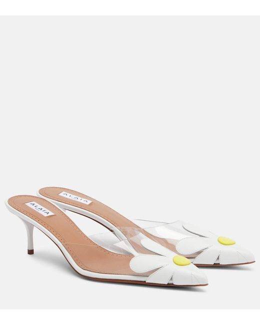 Alaïa White Bloom Floral Mules