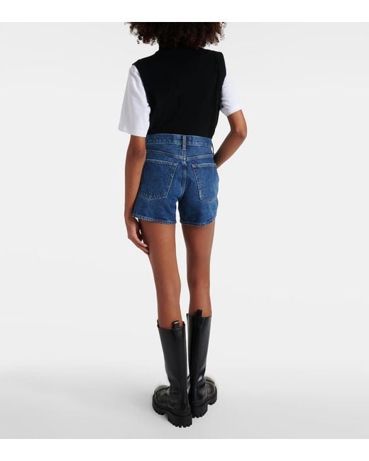 Agolde Blue Parker Long High-Rise Denim Shorts