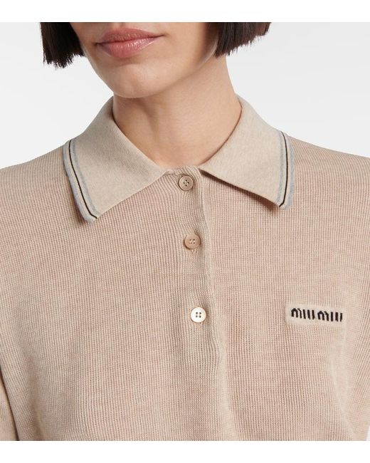 Miu Miu Natural Cotton-Blend Polo Sweater
