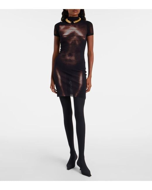 Jean Paul Gaultier Black Mini Dress Mesh Body Dust