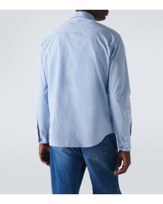 AMI Blue Cotton Poplin Shirt for men