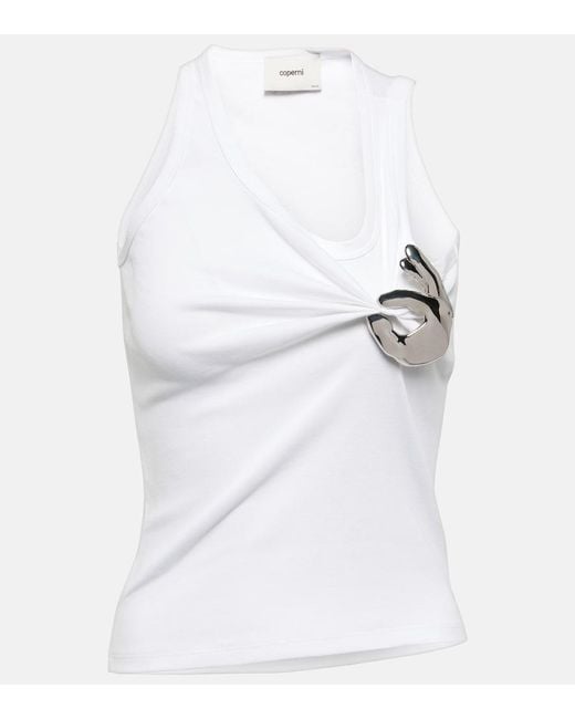 Coperni White Emoji Embellished Cotton Tank Top
