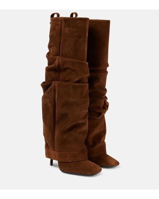 The Attico Brown Rea Suede Knee-High Boots