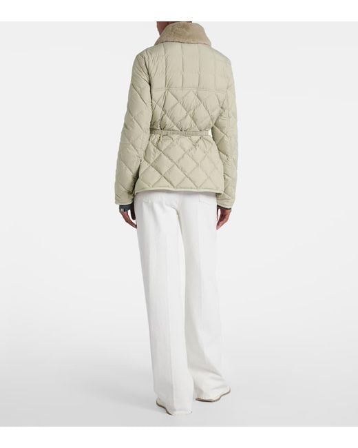 Piumino Cygne Con Pelliccia Sintetica di Moncler in Natural