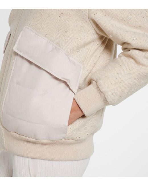 Eleventy Natural Herringbone Wool-Blend Down Jacket