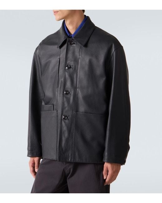 Lemaire Black Leather Jacket for men