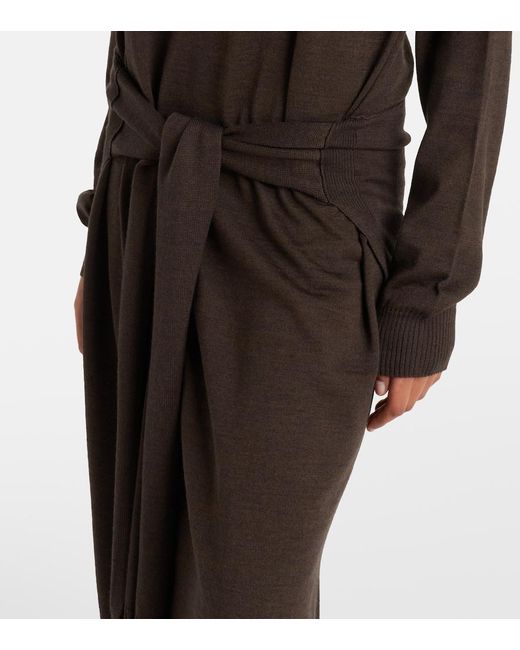 Lemaire Black Turtleneck Wool-Blend Midi Dress