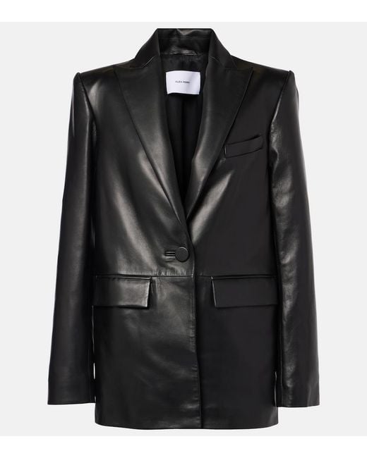 Alex Perry Black Oversized Leather Blazer