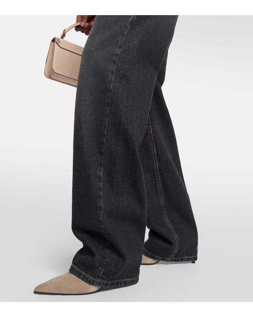 Brunello Cucinelli Blue Embellished Wide-Leg Jeans