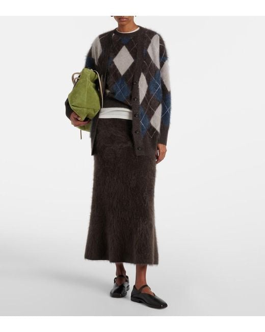 Lisa Yang Black Elaria Argyle Cashmere Cardigan